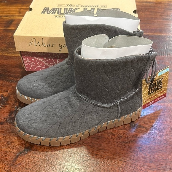 Muk Luks Shoes - Muk Luks Women's Flexi Hoboken Boots Dark Grey Jersey 8 NIB